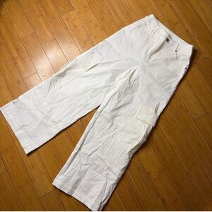 Local European White Wide-Leg Cargo Pants